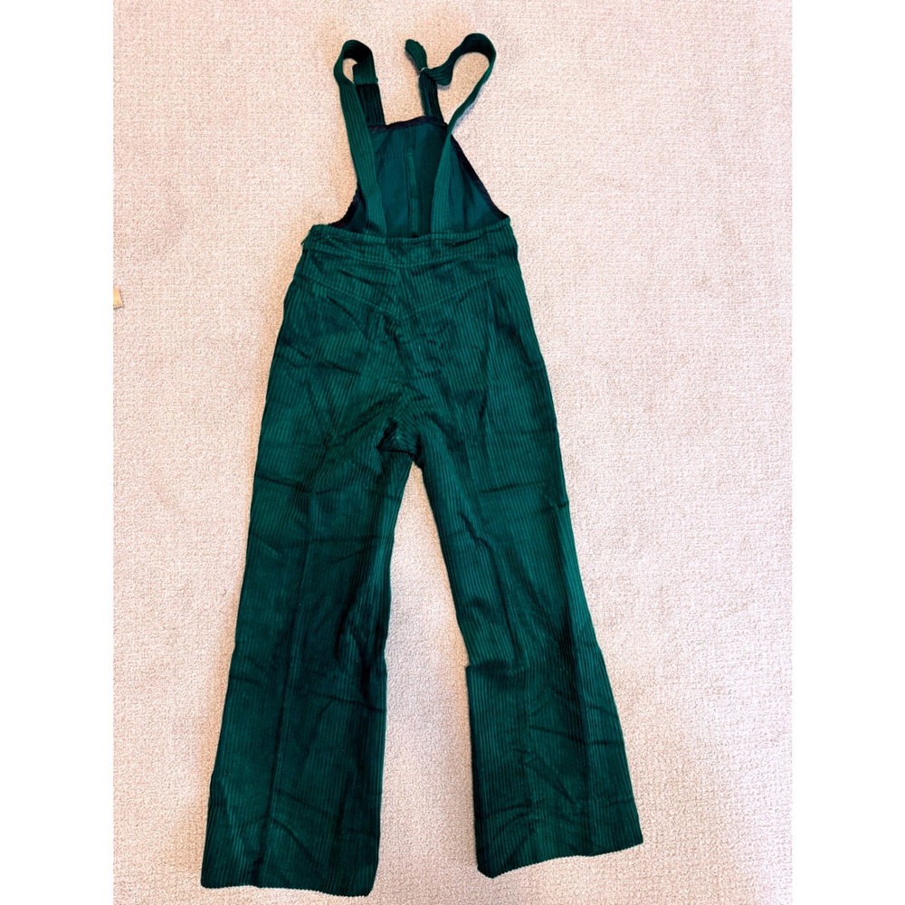Vintage K-Way Green Corduroy Overalls Made in France Wool Blend Bibs Womens 38D - Picture 3 of 10